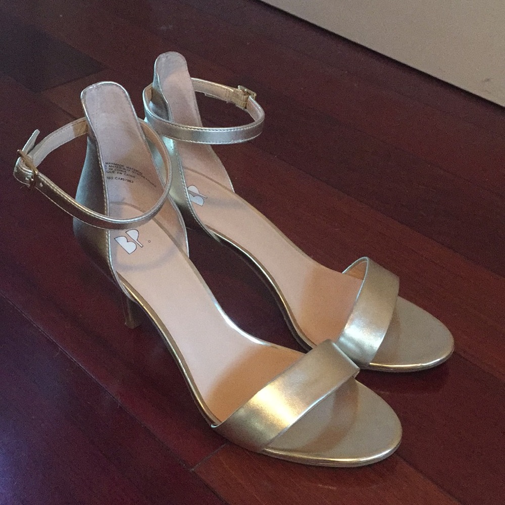 Nordstrom BP Gold Ankle Strap Heel